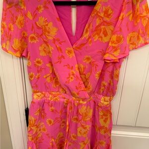 Vibrant Pink and Orange Floral Dress
